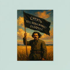 Nestor Makhno black banner in Ukrainian steppe poster 8