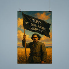 Nestor Makhno black banner in Ukrainian steppe poster 9
