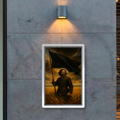 Nestor Makhno black banner over Ukrainian steppe poster 2