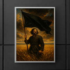Nestor Makhno black banner over Ukrainian steppe poster 5