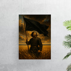 Nestor Makhno black banner over Ukrainian steppe poster 7