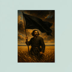 Nestor Makhno black banner over Ukrainian steppe poster 8