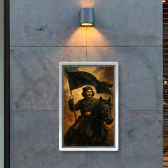 Nestor Makhno black flag horseback portrait poster 2