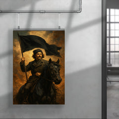 Nestor Makhno black flag horseback portrait poster 4