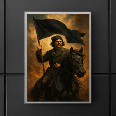 Nestor Makhno black flag horseback portrait poster 5