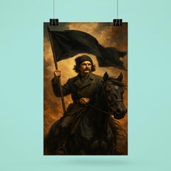 Nestor Makhno black flag horseback portrait poster 6