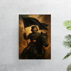 Nestor Makhno black flag horseback portrait poster 7
