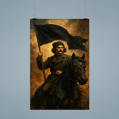Nestor Makhno black flag horseback portrait poster 9