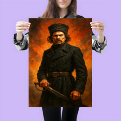 Nestor Makhno in black cavalry coat poster 3