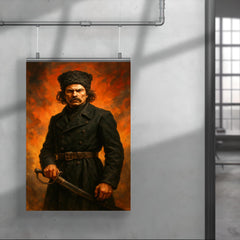Nestor Makhno in black cavalry coat poster 4