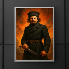 Nestor Makhno in black cavalry coat poster 5