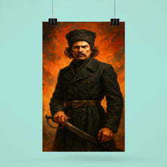 Nestor Makhno in black cavalry coat poster 6