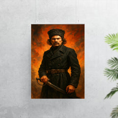 Nestor Makhno in black cavalry coat poster 7