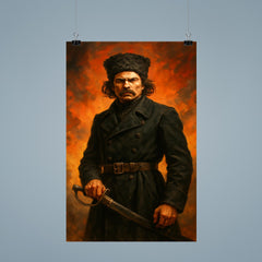 Nestor Makhno in black cavalry coat poster 9