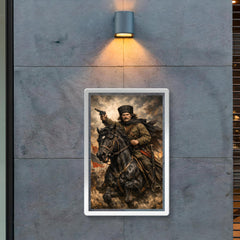 Nestor Makhno on a black horse poster 2