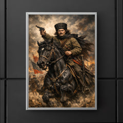 Nestor Makhno on a black horse poster 5