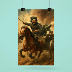 Nestor Makhno tachanka machine gun charge poster 6