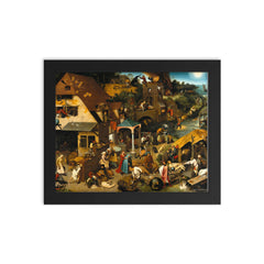 Netherlandish Proverbs by Pieter Bruegel the Elder framed print on a plain backdrop in size 8"x10".