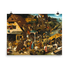 Netherlandish Proverbs by Pieter Bruegel the Elder poster on a plain backdrop in size 8"x10".