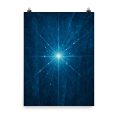 Neutrino tracks through Antarctic blue ice poster on a plain backdrop in size 8"x10".