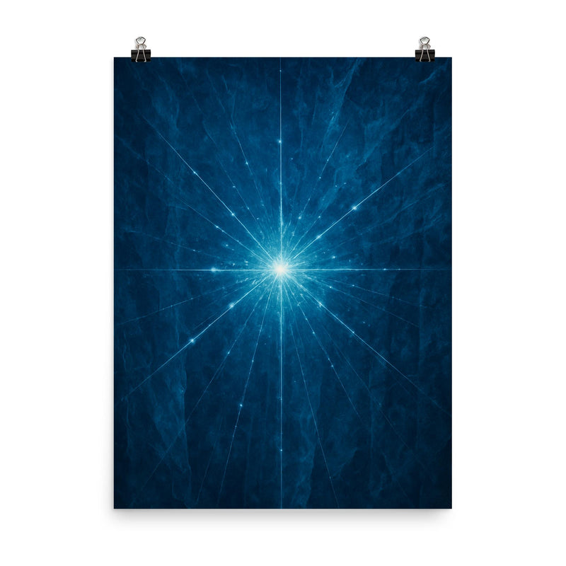 Neutrino tracks through Antarctic blue ice poster on a plain backdrop in size 8