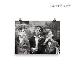 Newsies (newspaper boys) pose for a portrait while smoking - St Louis, Missouri, 1910 poster 3