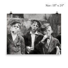 Newsies (newspaper boys) pose for a portrait while smoking - St Louis, Missouri, 1910 poster 5