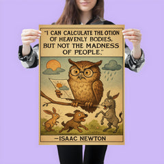 newton quote motion of heavenly bodies madness of people poster 3