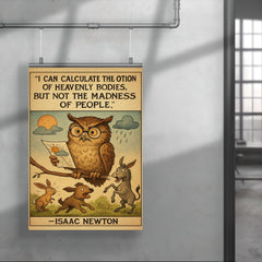 newton quote motion of heavenly bodies madness of people poster 4
