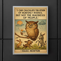 newton quote motion of heavenly bodies madness of people poster 5