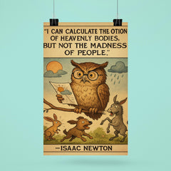 newton quote motion of heavenly bodies madness of people poster 6