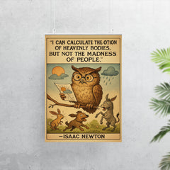 newton quote motion of heavenly bodies madness of people poster 7