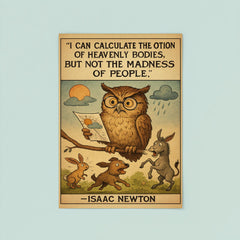 newton quote motion of heavenly bodies madness of people poster 8