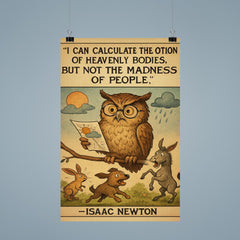 newton quote motion of heavenly bodies madness of people poster 9