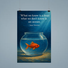 newton quote what we know is a drop fishbowl and ocean inspiring poster poster 9
