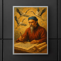 Nguyễn Trãi beneath cranes and state documents poster 5