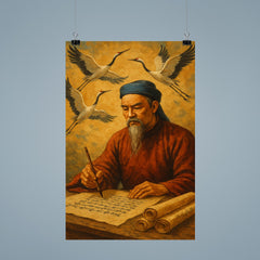 Nguyễn Trãi beneath cranes and state documents poster 9