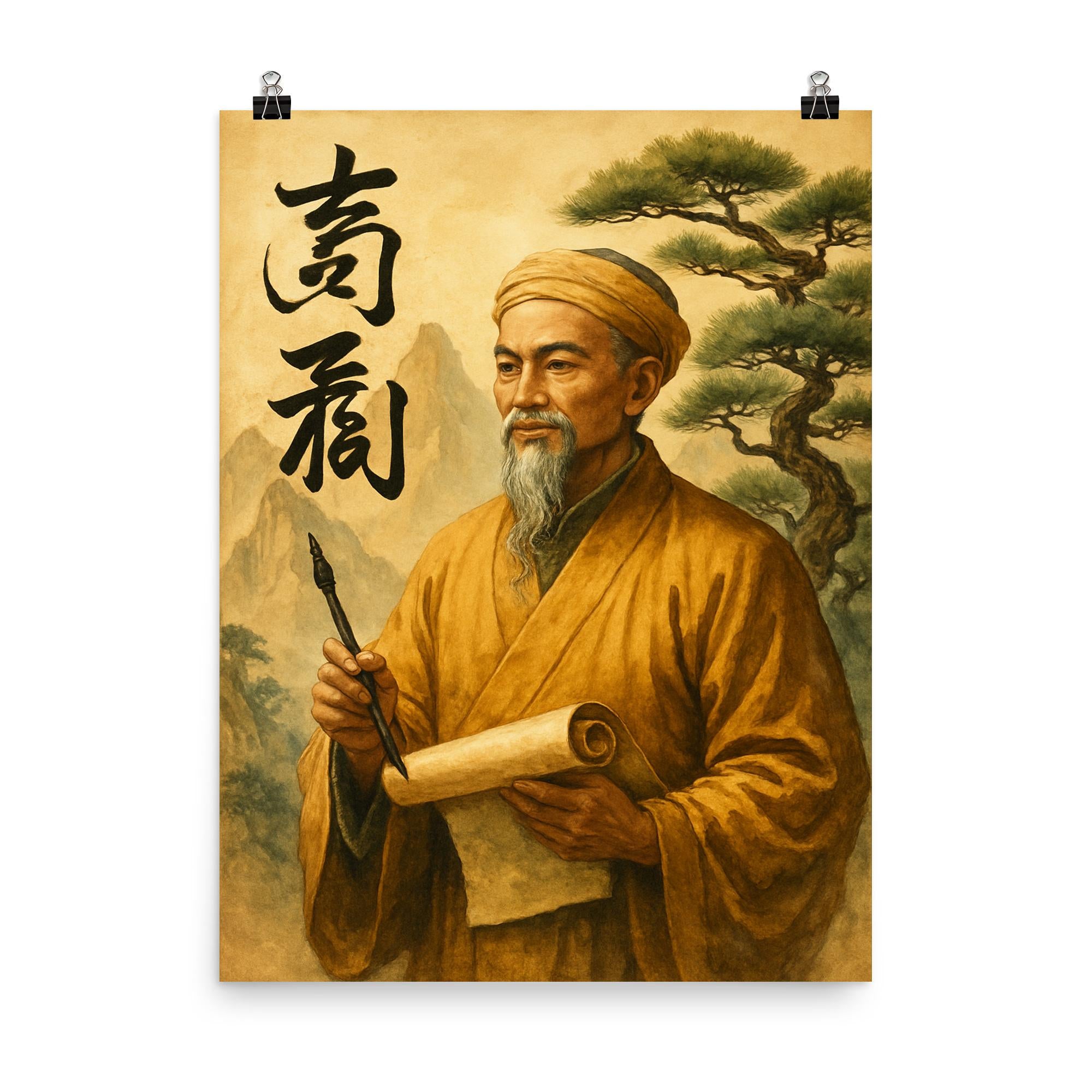 Nguyen Trai Poster Print Wall Art | Calligraphy and Mountain Pines Dec ...