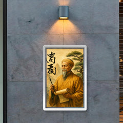 Nguyễn Trãi beside calligraphy and mountain pines poster 2