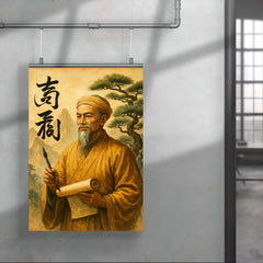 Nguyễn Trãi beside calligraphy and mountain pines poster 4