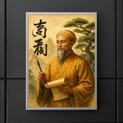 Nguyễn Trãi beside calligraphy and mountain pines poster 5
