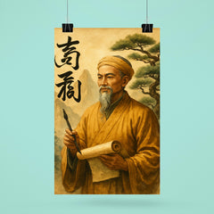 Nguyễn Trãi beside calligraphy and mountain pines poster 6
