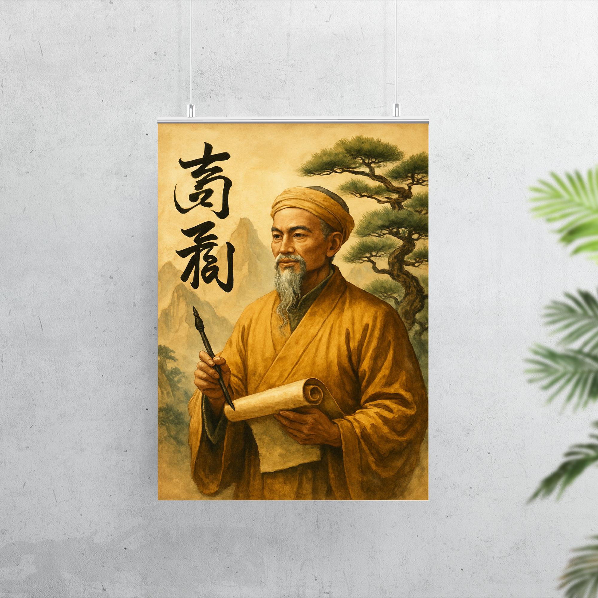 Nguyen Trai Poster Print Wall Art | Calligraphy and Mountain Pines Dec ...