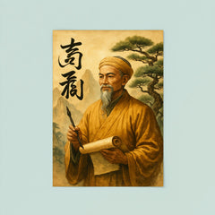 Nguyễn Trãi beside calligraphy and mountain pines poster 8