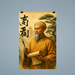 Nguyễn Trãi beside calligraphy and mountain pines poster 9