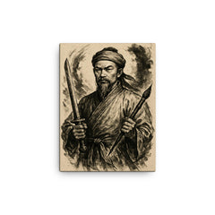 Nguyễn Trãi scholar warrior ink portrait canvas print on a plain backdrop in size 12"x16".