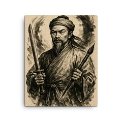 Nguyễn Trãi scholar warrior ink portrait canvas print on a plain backdrop in size 16"x20".