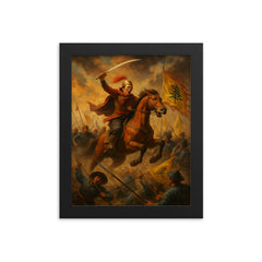 Nguyen Hue charging Qing banners framed print on a plain backdrop in size 8"x10".