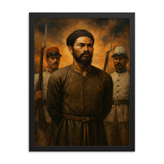Nguyen Trung Truc defiant before execution framed print on a plain backdrop in size 18"x24".