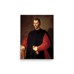 Niccolo Machiavelli poster on a plain backdrop in size 12"x16".